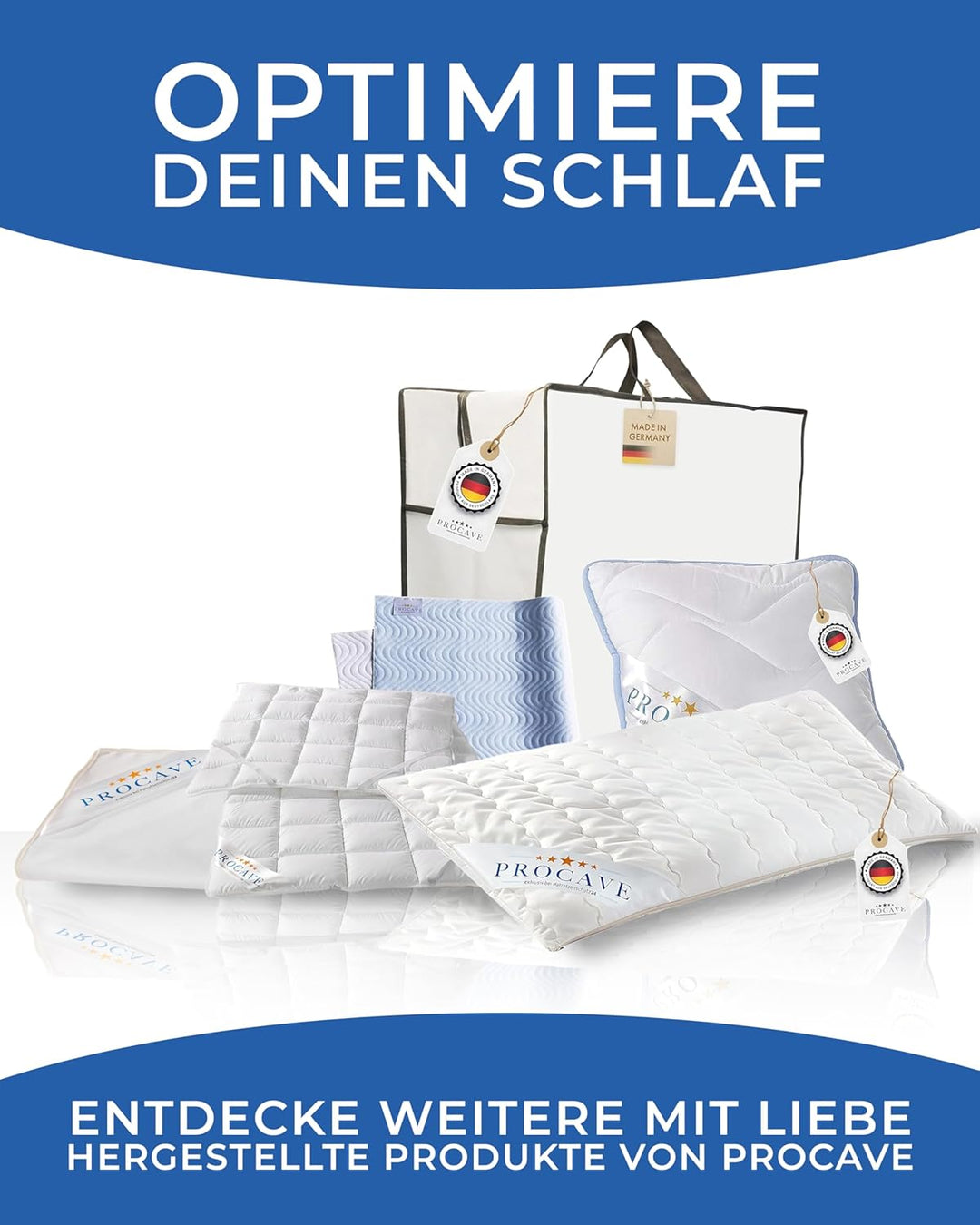 PROCAVE® Matratzenschoner 100x200 cm Topper | Matratzenauflage mit 4 Eckgummis | Atmungsaktive Matra