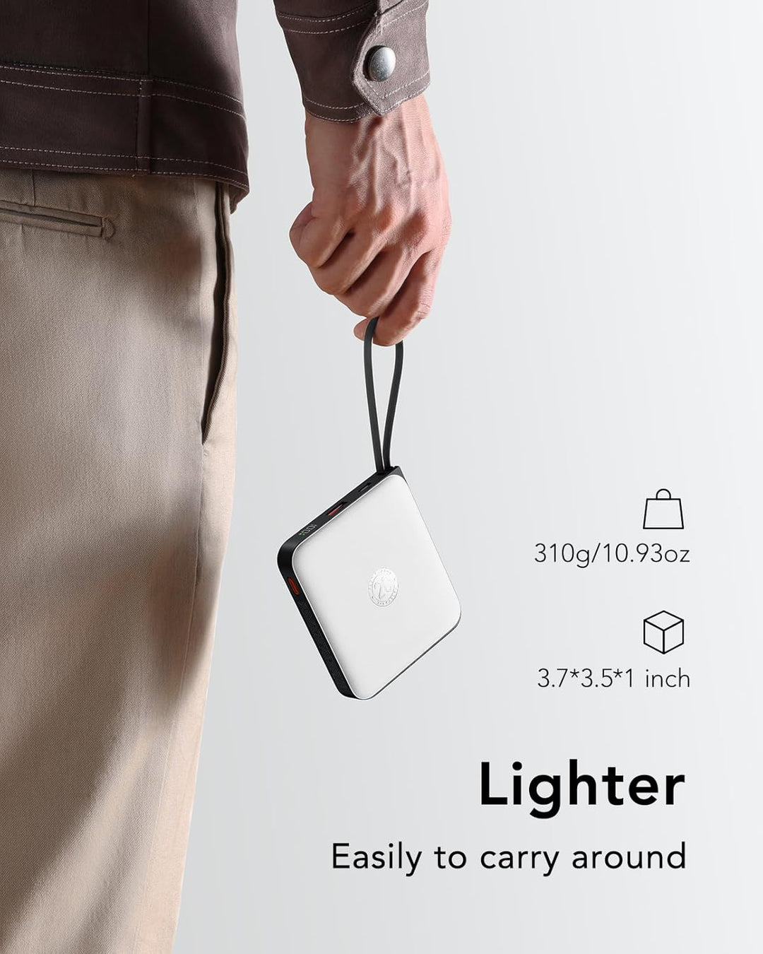 VRURC 20000mAh Power Bank mit Kabel Klein USB C Powerbank Schnelles Aufladen Mini Tragbares Ladegerä
