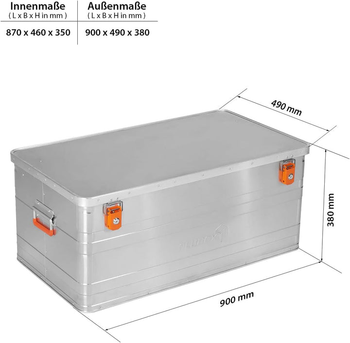 ALUBOX B140 Alukiste 140 Liter Aluminium Transportbox Promo inkl. alubox Kühlkorb schwarz