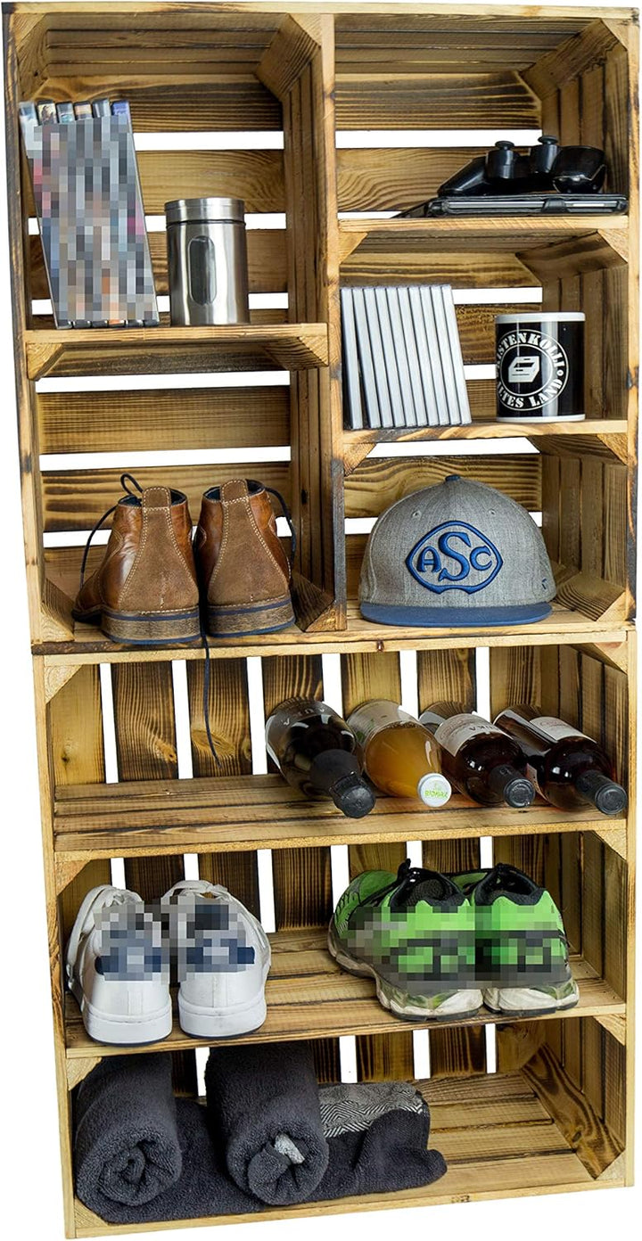 Kistenkolli Altes Land 2er Set grosses Obstkisten Regal Bertha geflammt Ablageregal Schuhregal Schuh