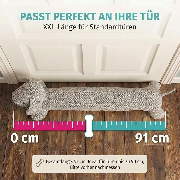 Dackel Zugluftstopper Zugluftrolle XXL - Zugluftstopp Türstopper Türabdichtung Zugluft Durchzug 91cm