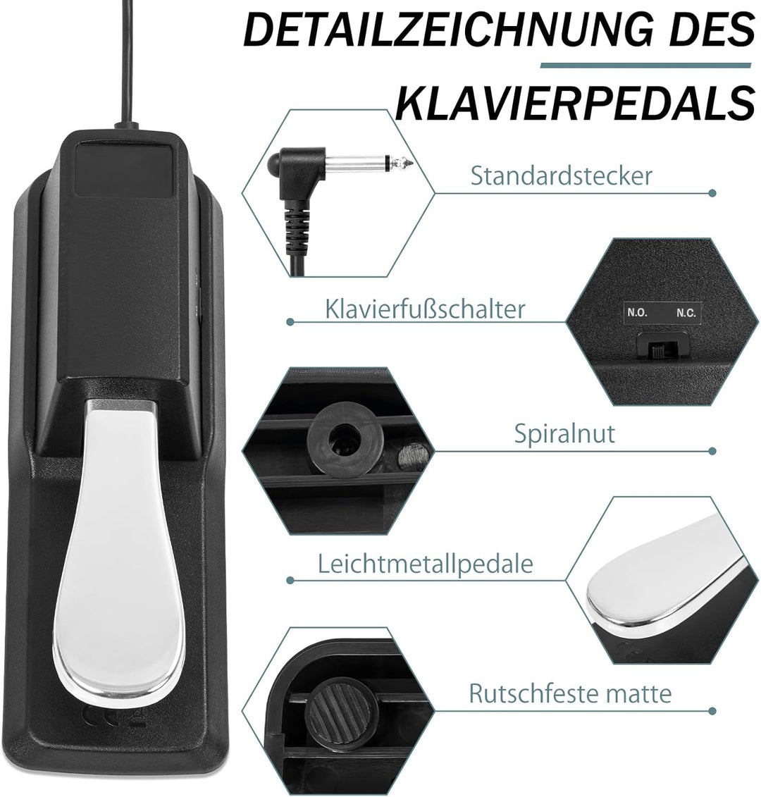 e-piano Pedal für Universal Keyboard Piano, Keyboard Pedal langlebiges Edelstahlpedal für aller Klav