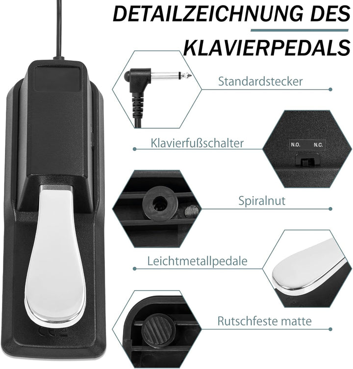 e-piano Pedal für Universal Keyboard Piano, Keyboard Pedal langlebiges Edelstahlpedal für aller Klav