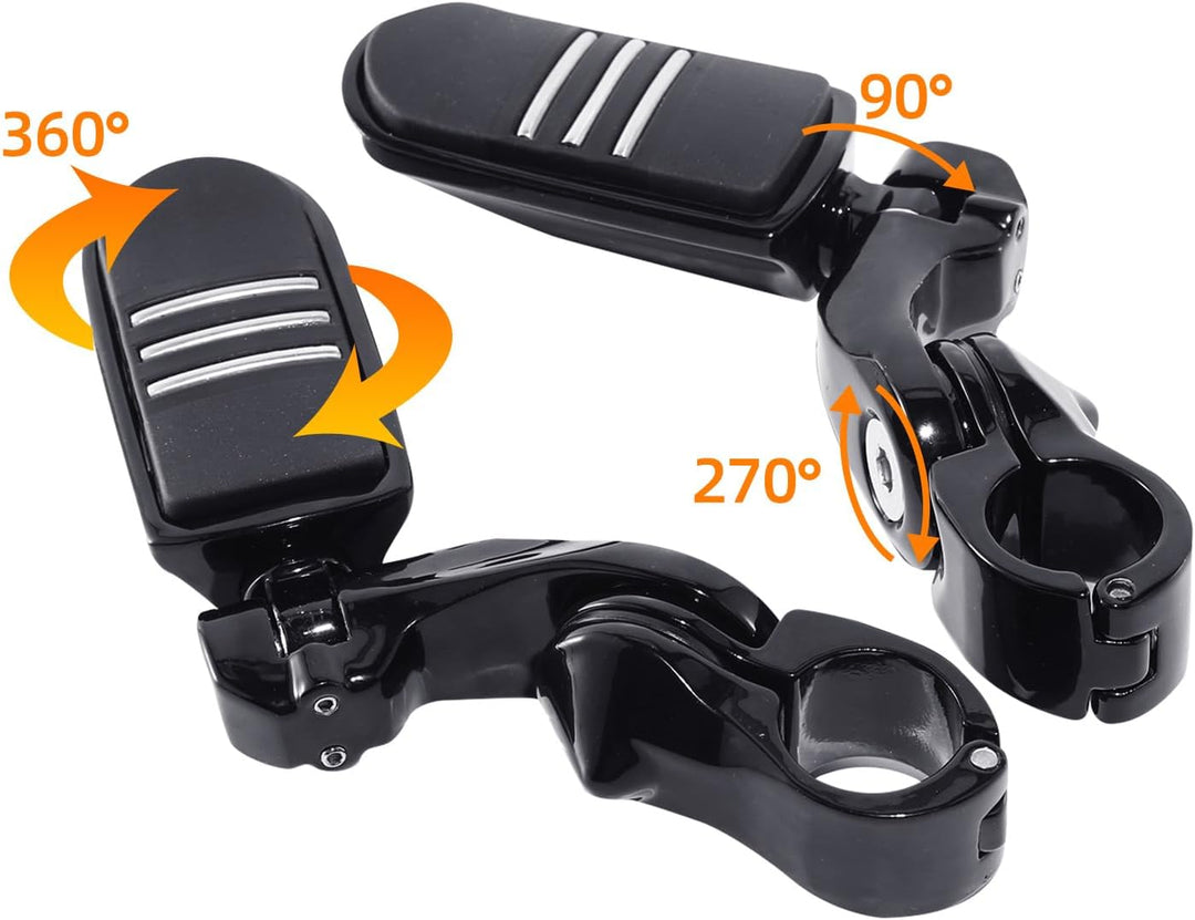 TCMT Highway Pegs 32 mm Universell Schwarze Fussrasten Passend für Electra Road King Street Glide To