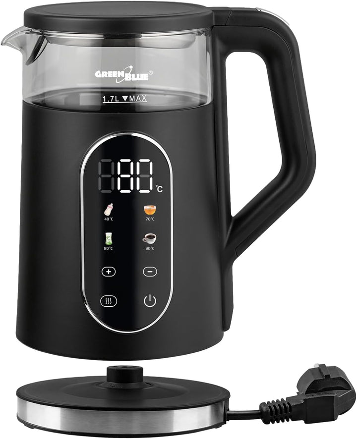 GreenBlue GB670 B Kabelloser Wasserkocher 1,7 l 2200 W | Temperaturregelung 40–100 °C in 5-°C-Schrit