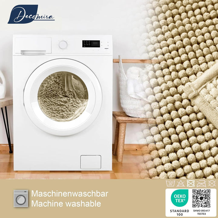 Badematte rutschfest | Als Badteppich Set kombinierbar | Badezimmer-Teppich Bad-Vorleger waschbar au