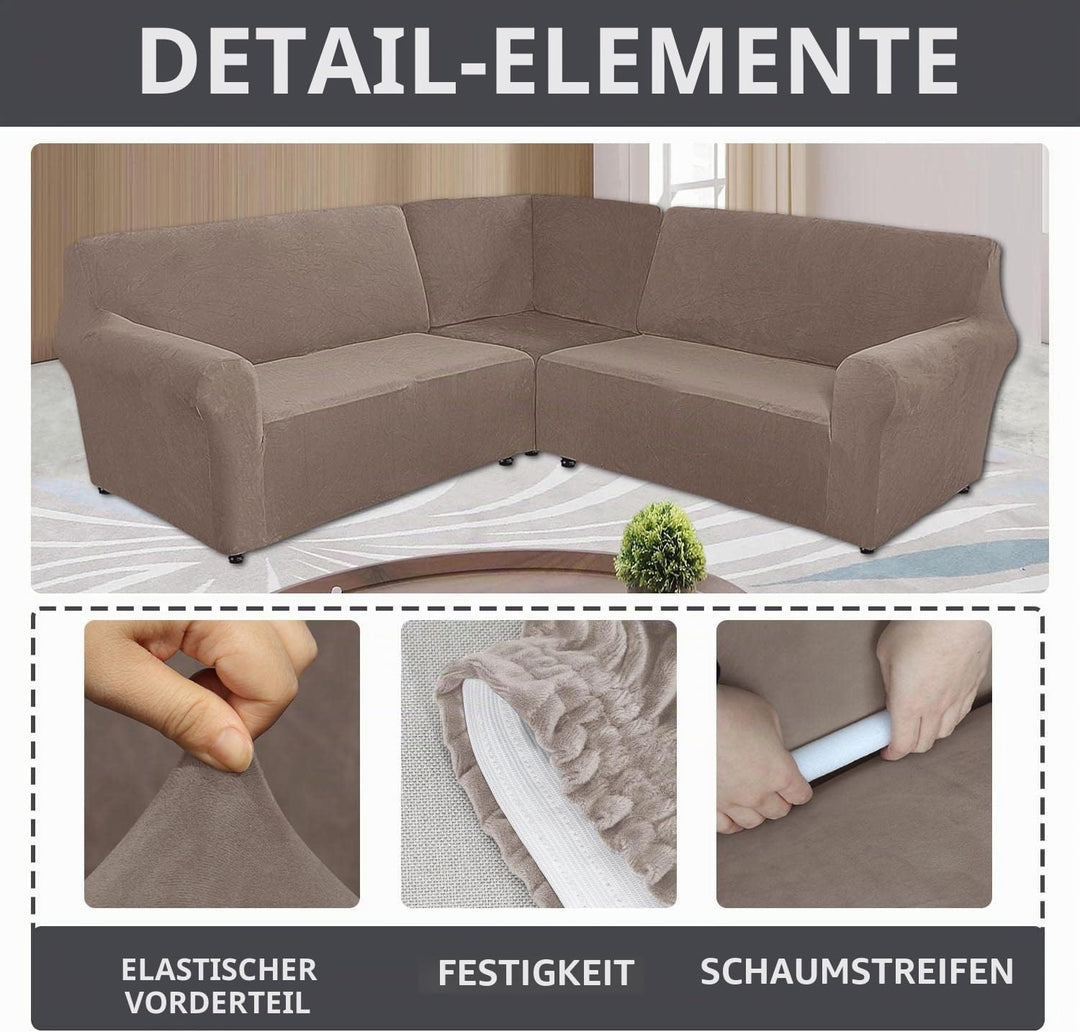 MINGPINHUIUS Sofabezug L Form Stretch Sofabezug aus Samt für 5 Sitzer Ecksofa, Anti Rutsch Sofa Über