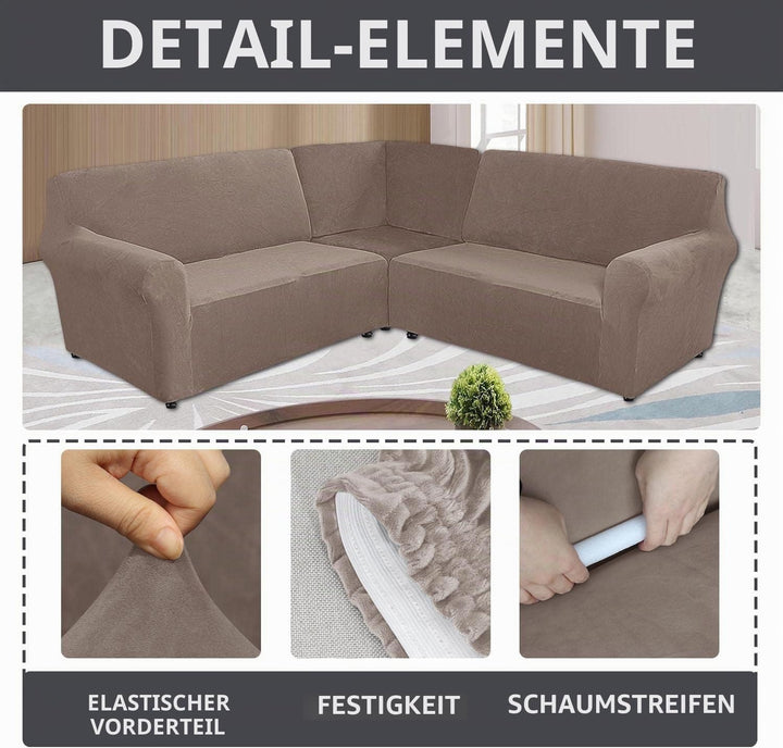 MINGPINHUIUS Sofabezug L Form Stretch Sofabezug aus Samt für 5 Sitzer Ecksofa, Anti Rutsch Sofa Über