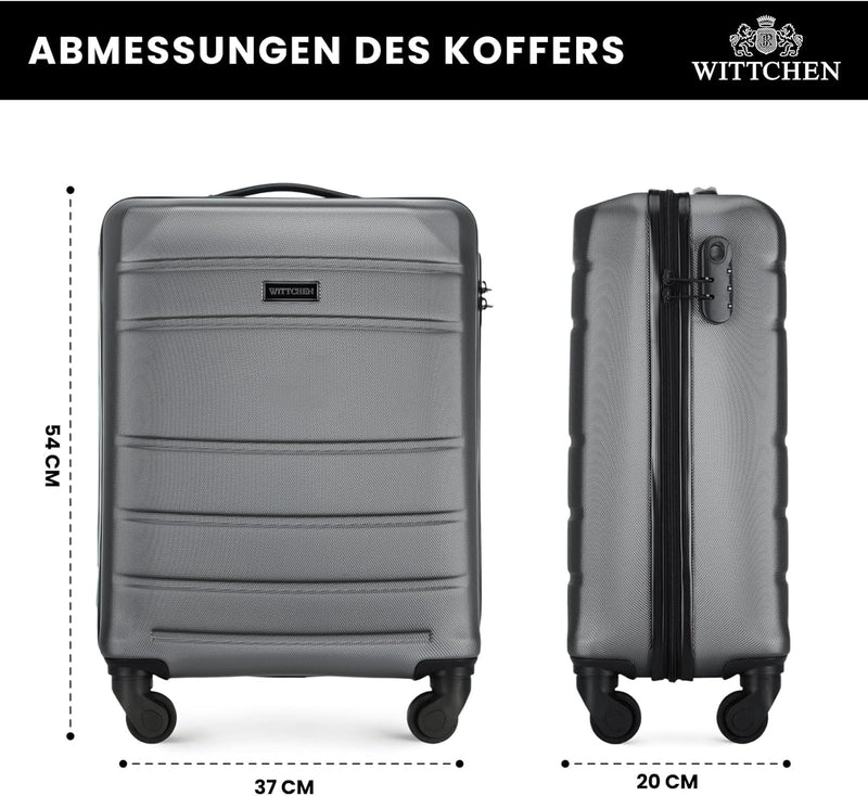 WITTCHEN Handgepäck Trolley Koffer Reisekoffer aus ABS Hartschalen Trolley 4 Rollen Kombinationsschl