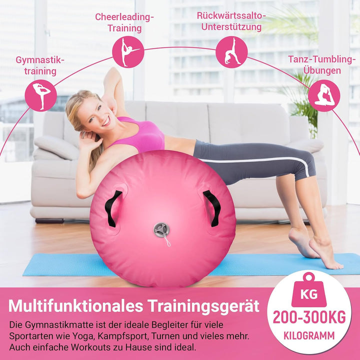 Skeufy Air Matte Track, Aufblasbare Gymnastik Yoga Air Matte Roll mit Elektrischer Luftpumpe, Airrol