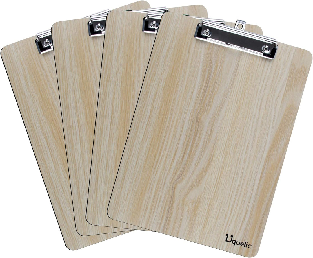 Uquelic Klemmbrett/Schreibbrett/Clipboard A4-4Pcs Klemmbretter A4 Eleganz Luxus Holzmaserung Abgerun