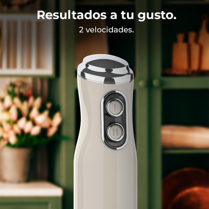 Cecotec Handmixer Retro Power RetroBeige 1200MAX. 1200W Maximale Leistung, 4-Klingen-Messer mit schw