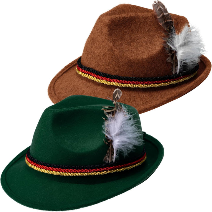 Spooktacular Creations 2 German Alpine Hats Costume Accessories, Retro Bavaria Traditional Hat Felt