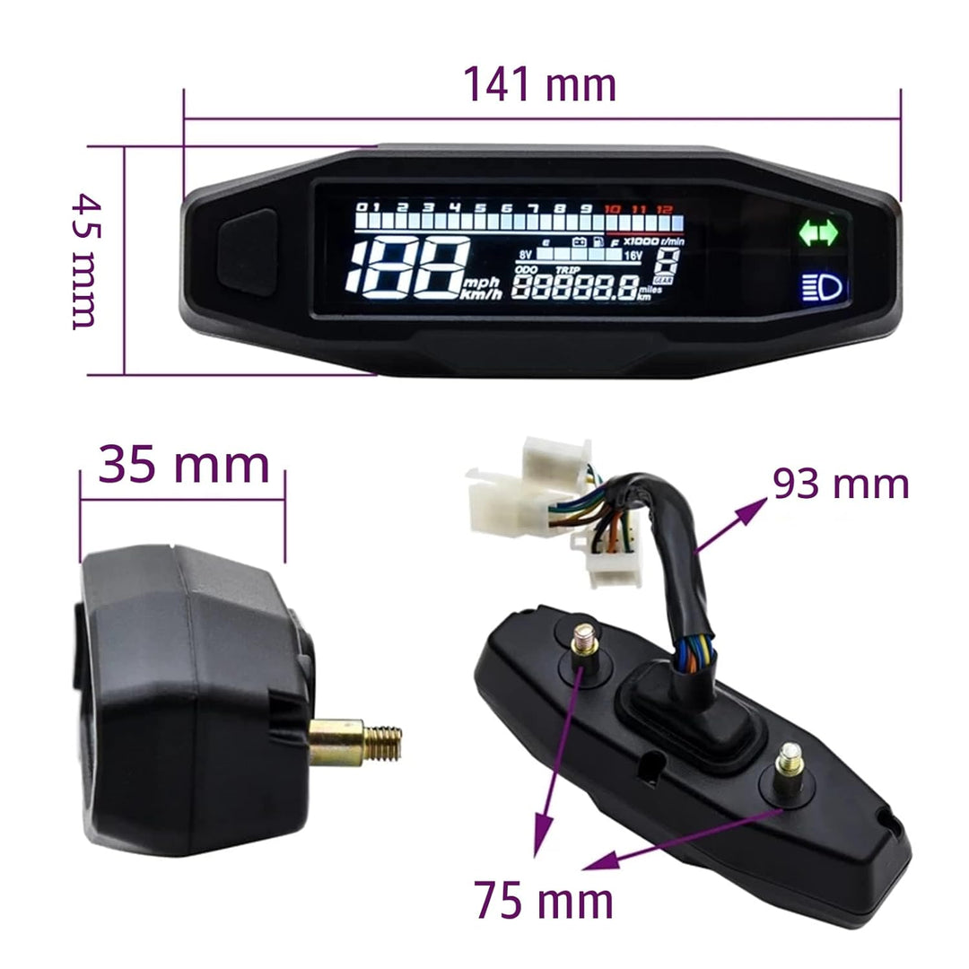 KAOLALI Universal-Digital-Tachometer für Motorrad, mit LCD-Display, Vergaser, Kilometerzähler mit Se