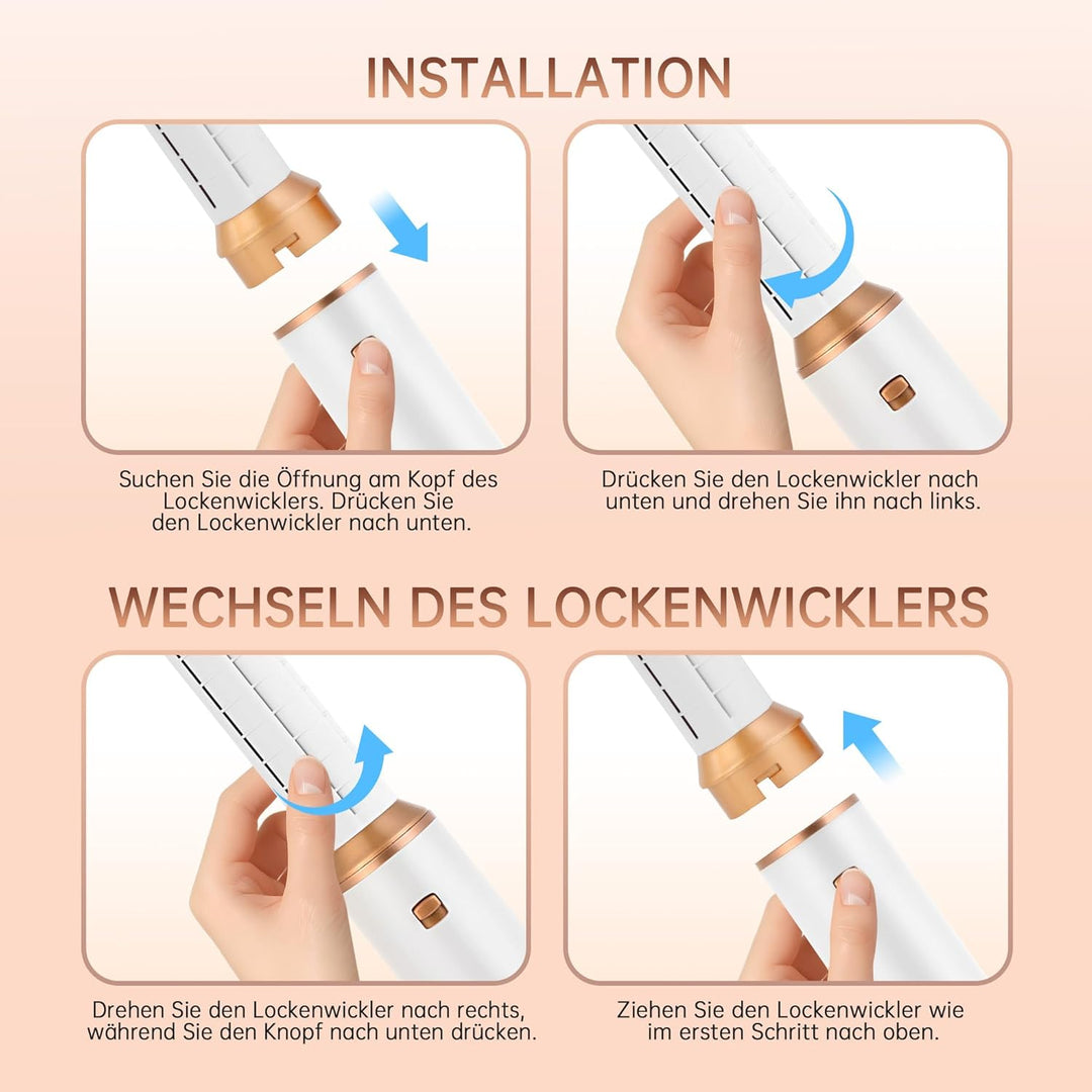 Air styler 5 in 1 Hair Styler 1000W Warmluftbürste Set Haarstyler Rundbürstenföhn, Lockenstab Automa