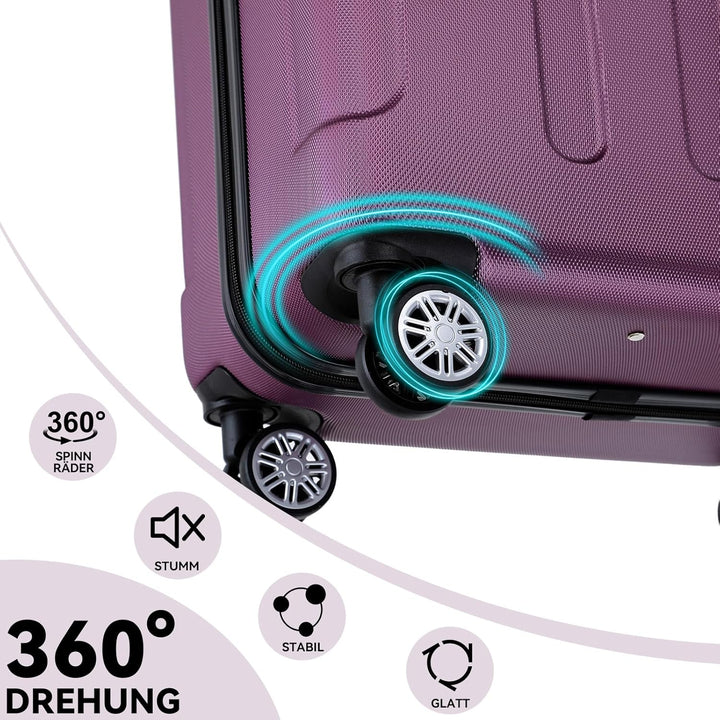 BEIBYE Zwillingsrollen Hardcase Reisekoffer Koffer Trolleys Hartschale in XL-L-M in 14 Farben (Viole