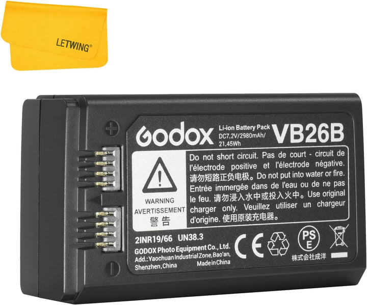 Godox VB26A VB26 Lithium Akku Battery Kompatibel für Godox V1-S V1-N V1-C V1-F V1-O V1 Rundblitzgerä
