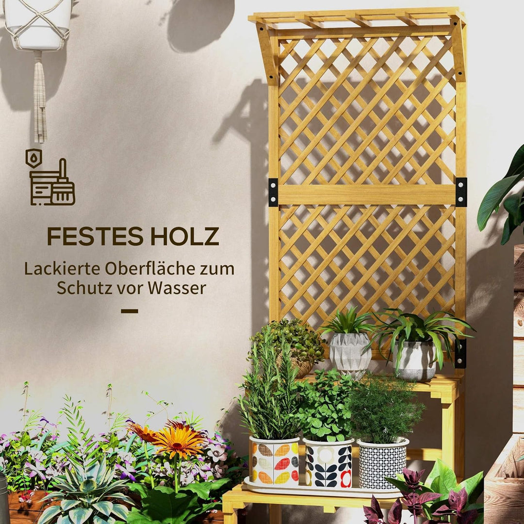 Outsunny 2-Etagen Pflanzenständer mit Rankhilfe, 166 cm hoch Blumenständer für Innen Aussen, Pflanze