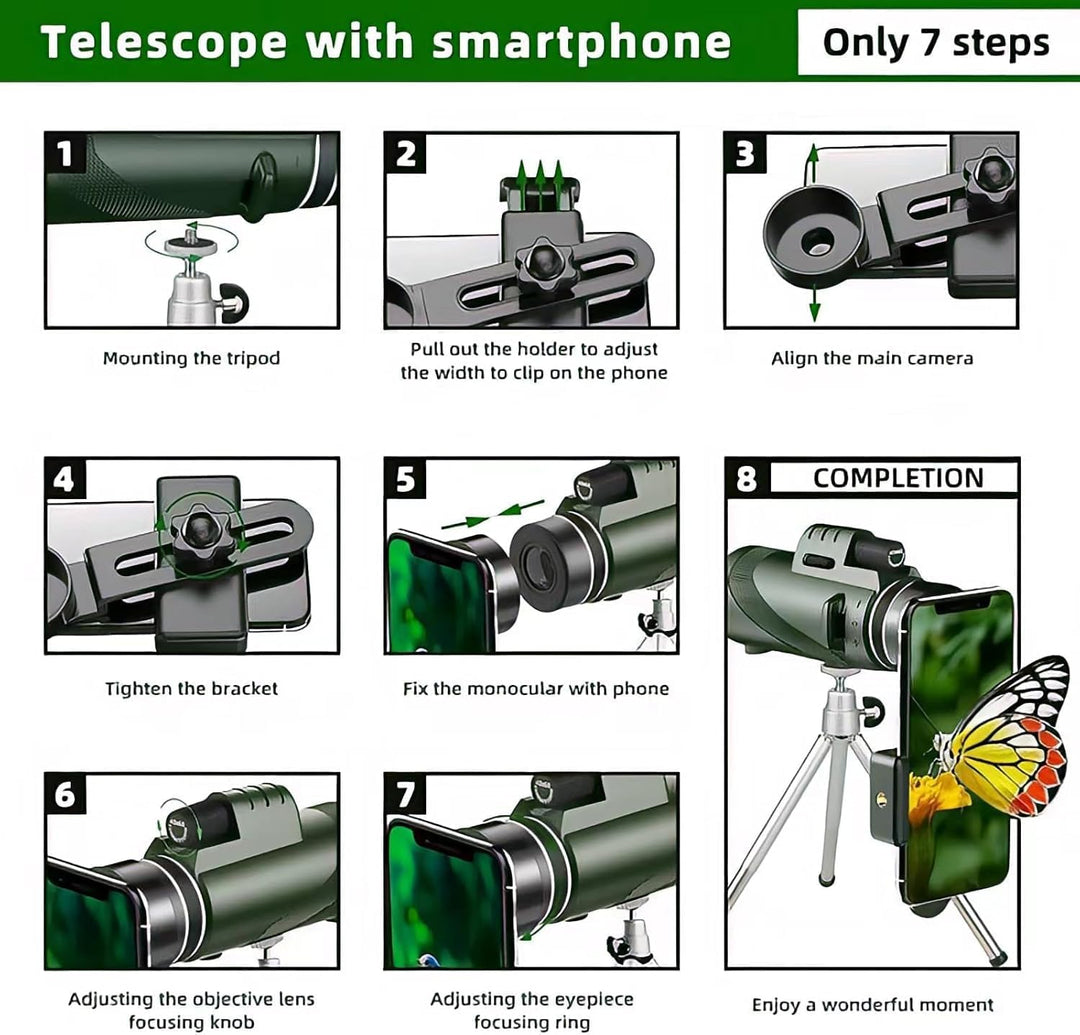 Monokulares Teleskop, Monokular 12x50, Monokular für Erwachsene, mit BAK4-Prisma und FMC-Objektiv, m