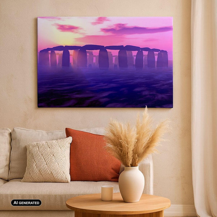 Bilder auf Leinwand Stonehenge Kreis Geheimnis Geschichte Leinwandbild 70x50cm Wandbilder Dekoration