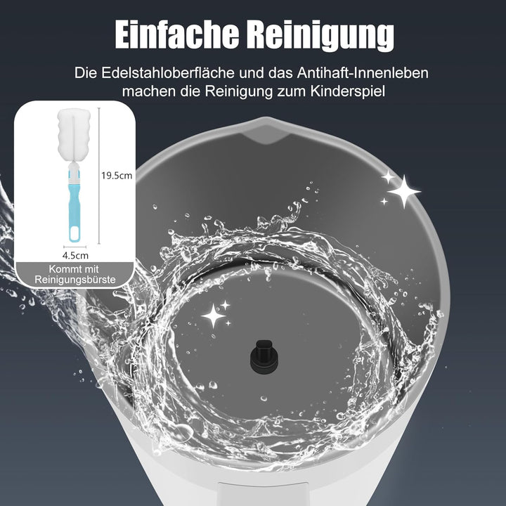 Milchaufschäumer, 400 ml Milchaufschäumer Elektrischer 4-in-1 für Heissen und Kalten Milchschaum, Au