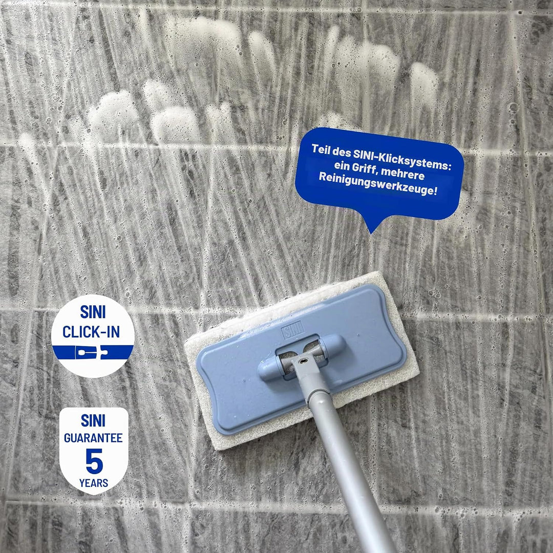 SINI Bad‑Scheuerschwamm | Click‑in, Badezimmer‑Reinigungsgerät, Austauschbarem Scheuerschwamm, Böden