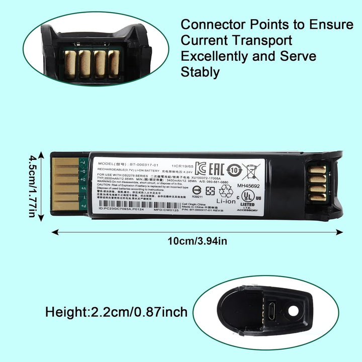 3400mAh Akku Kompatibel mit Zebra DS22, DS2208, DS2278, DS2278SR, CR2278, CR2278-PC Scanner, BT-0003