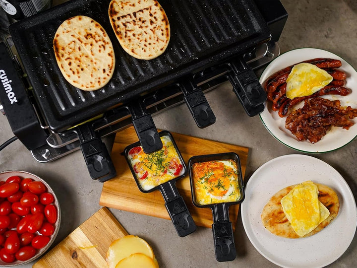 CUSIMAX Raclette Grill, Raclette mit Antihaft-Grillplatte und einstellbare Temperaturregelung, Racle
