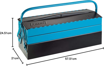 HAZET Metall Werkzeugkasten 190L | leer | mit geräumigen Bodenfach und 4 ausklappbaren Seitenfächern