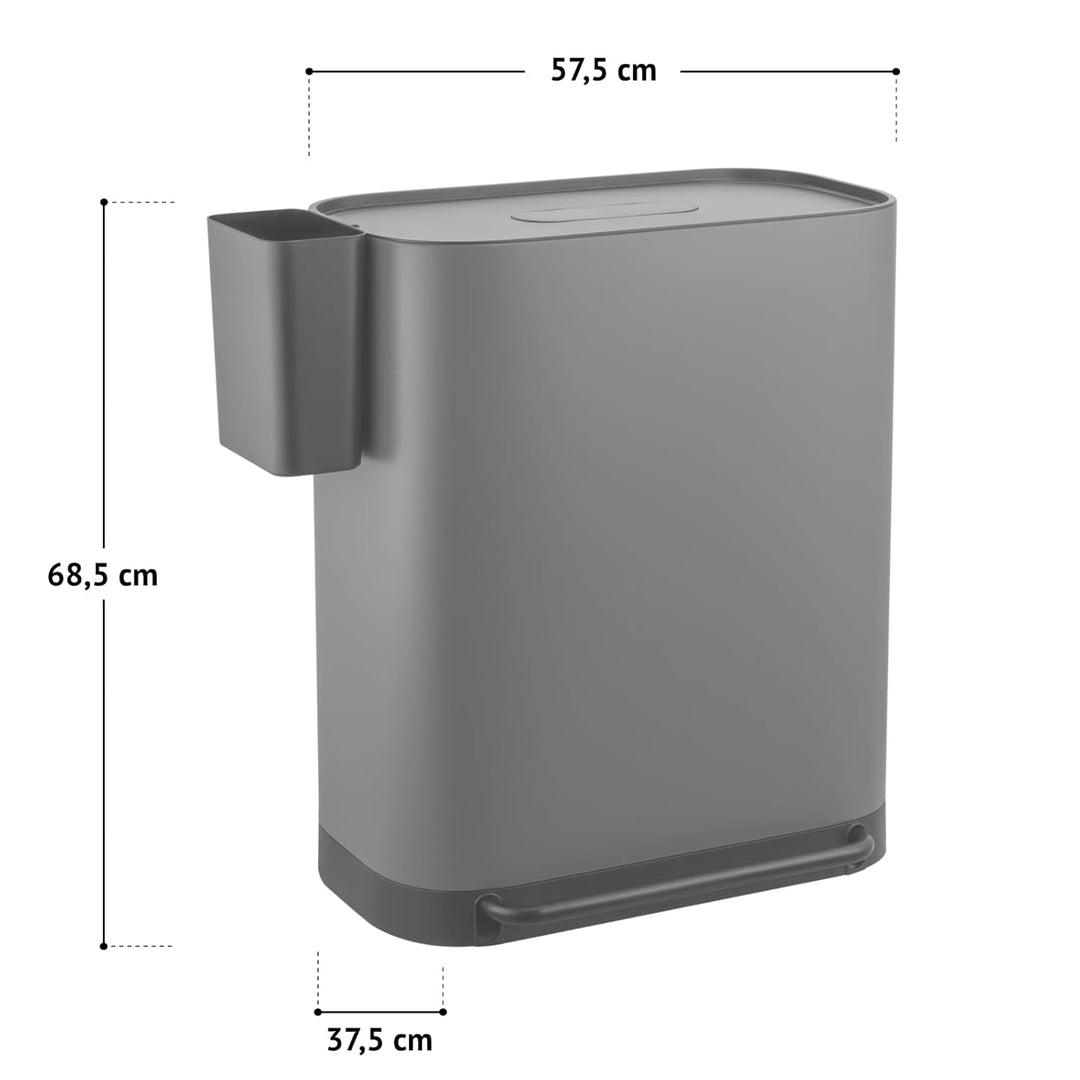 SVITA MLT2X30 Mülleimer 2 x 30 Liter Treteimer Abfalleimer 60 Liter mit 2 Fächern mit zusatz Fach fr