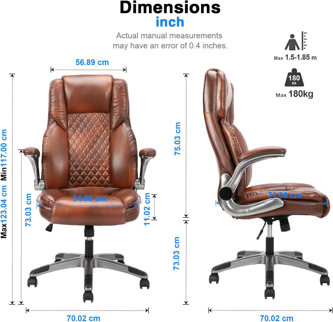Bosmiller Bürostuhl Ergonomischer Chefsessel Bürostuhl 200 kg, Verstellbarer Rückenlehne, Hochklappb