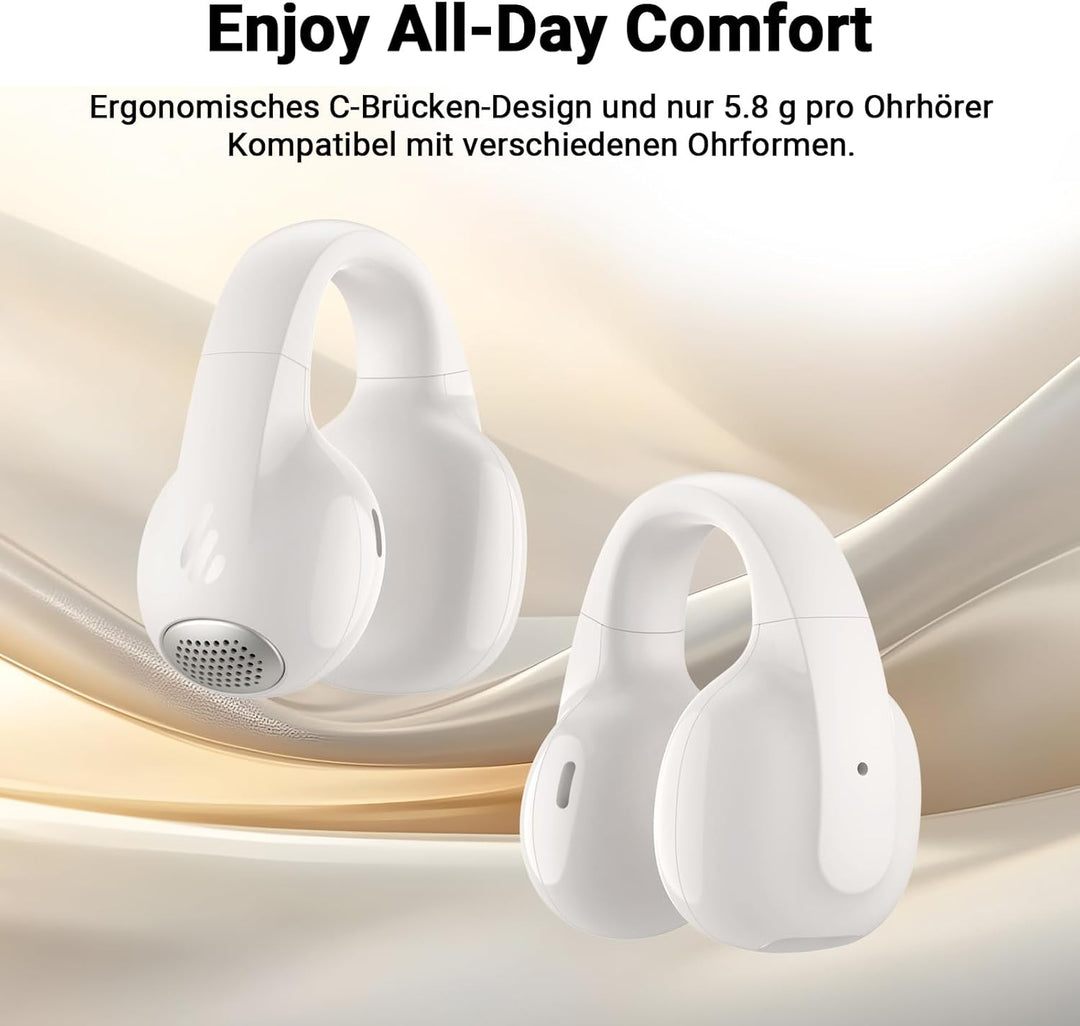 Edifier Open-Ear True Wireless-Ohrhörer, Bluetooth 5.4 mit 28 Stunden, Mikrofone mit AI-Rauschunterd