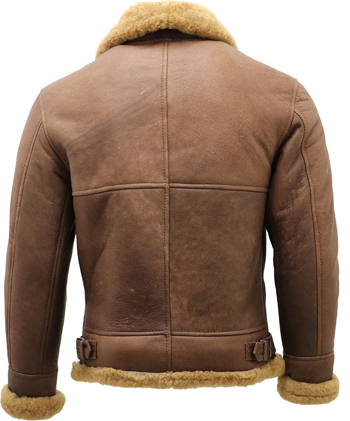 Herren Braun B3 Shearling Schaffell WW 2 Bomber Leder Fliegend Flieger Jacke M Braun, M Braun