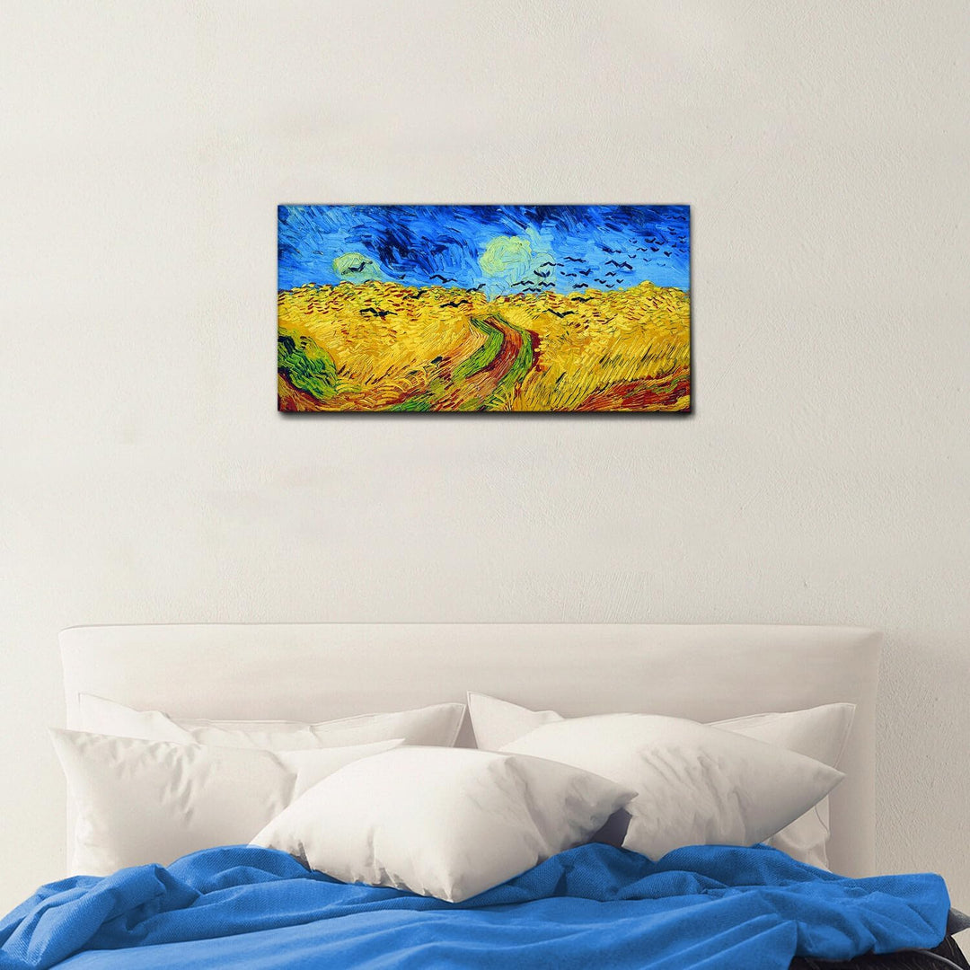 Giallobus - Gemälde - Vincent Van Gogh - Weizenfeld mit Krähenflügen - Leinwand - 100x50 - Bereit zu