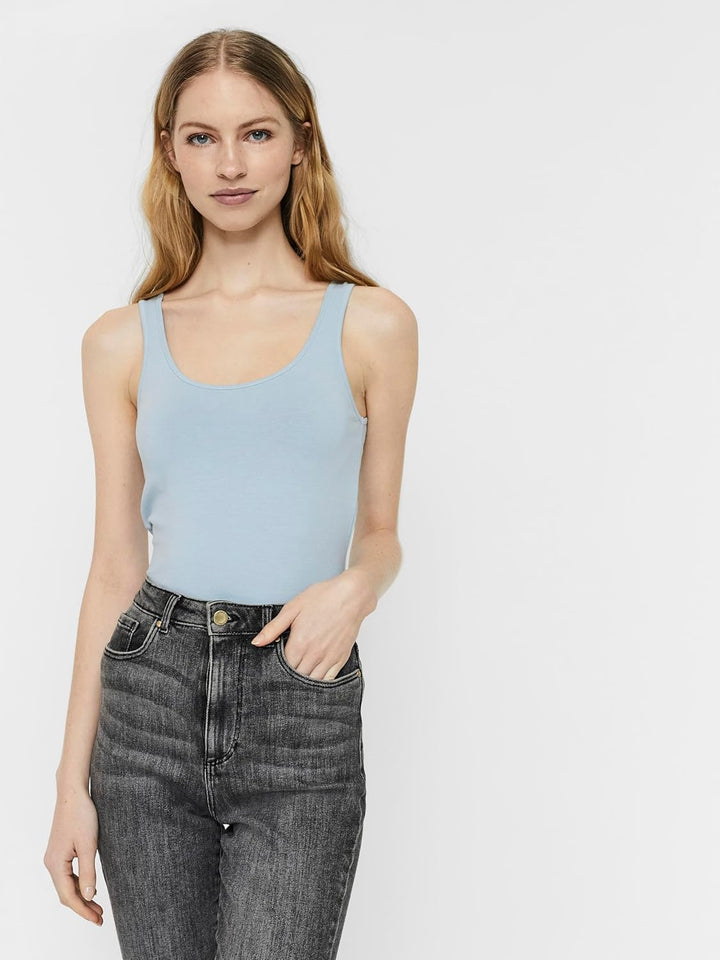 VERO MODA Damen VMMAXI My Soft Long Tank TOP GA S Grün/Blau/Weiss (1x Jadeite / 1x Blue Fog/ 1x Snow