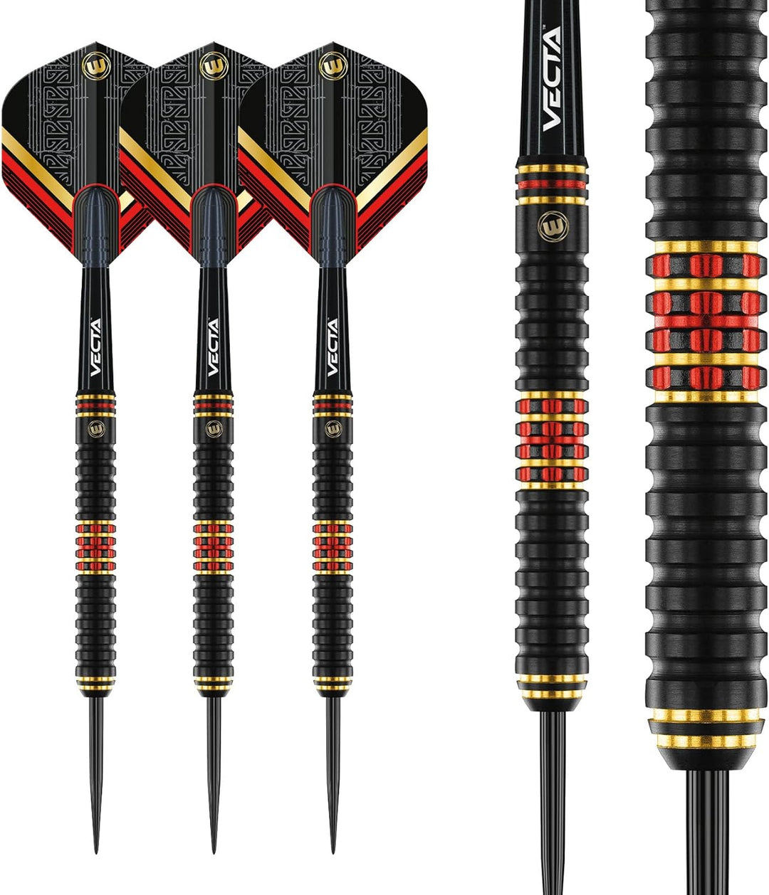 WINMAU Valhalla Profi Stahlspitze Wolfram Dartpfeile mit Flüge und Stiele (Wellen) 22g Steeltip, 22g