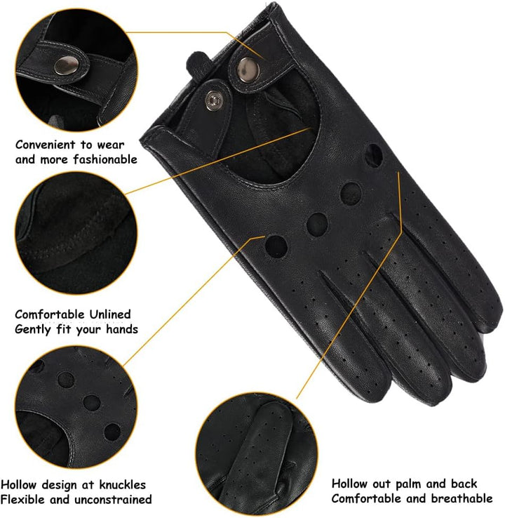 MGGM collection Damen Leder Autohandschuhe Lederhandschuhe Ungefüttert XS Schwarz(thouchscreen), XS