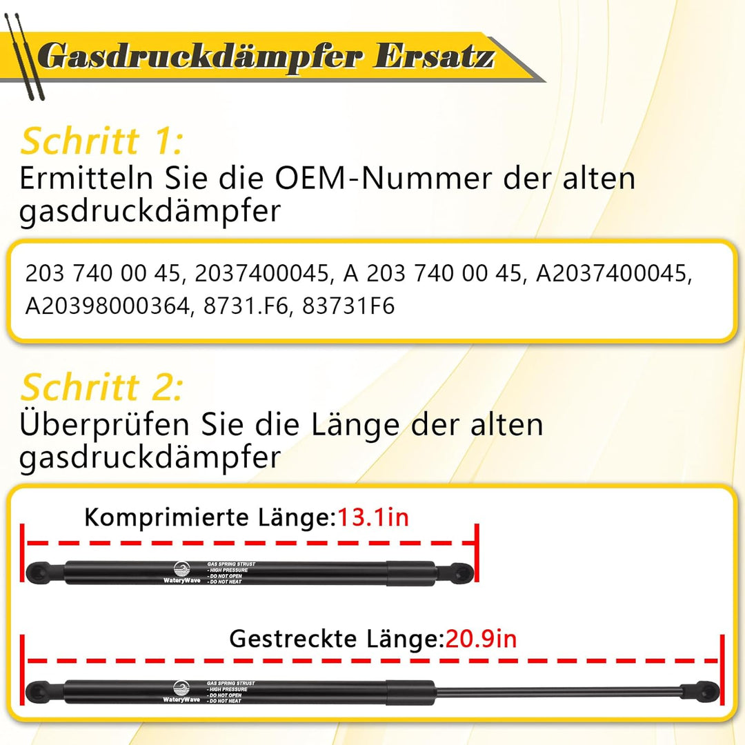 2X Heckklappe Stossdämpfer Kofferraum für Benz C-Class Combi S203 2000/05-2007/07 Gasdruckdämpfer Ga