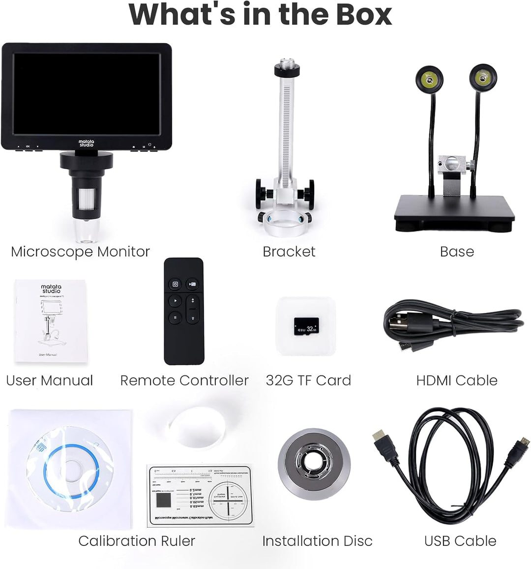 Digital Mikroskop MT2, Matatastudio 7-Zoll IPS 1080P USB Mikroskop unterstützt bis zu 1200x-Digitale