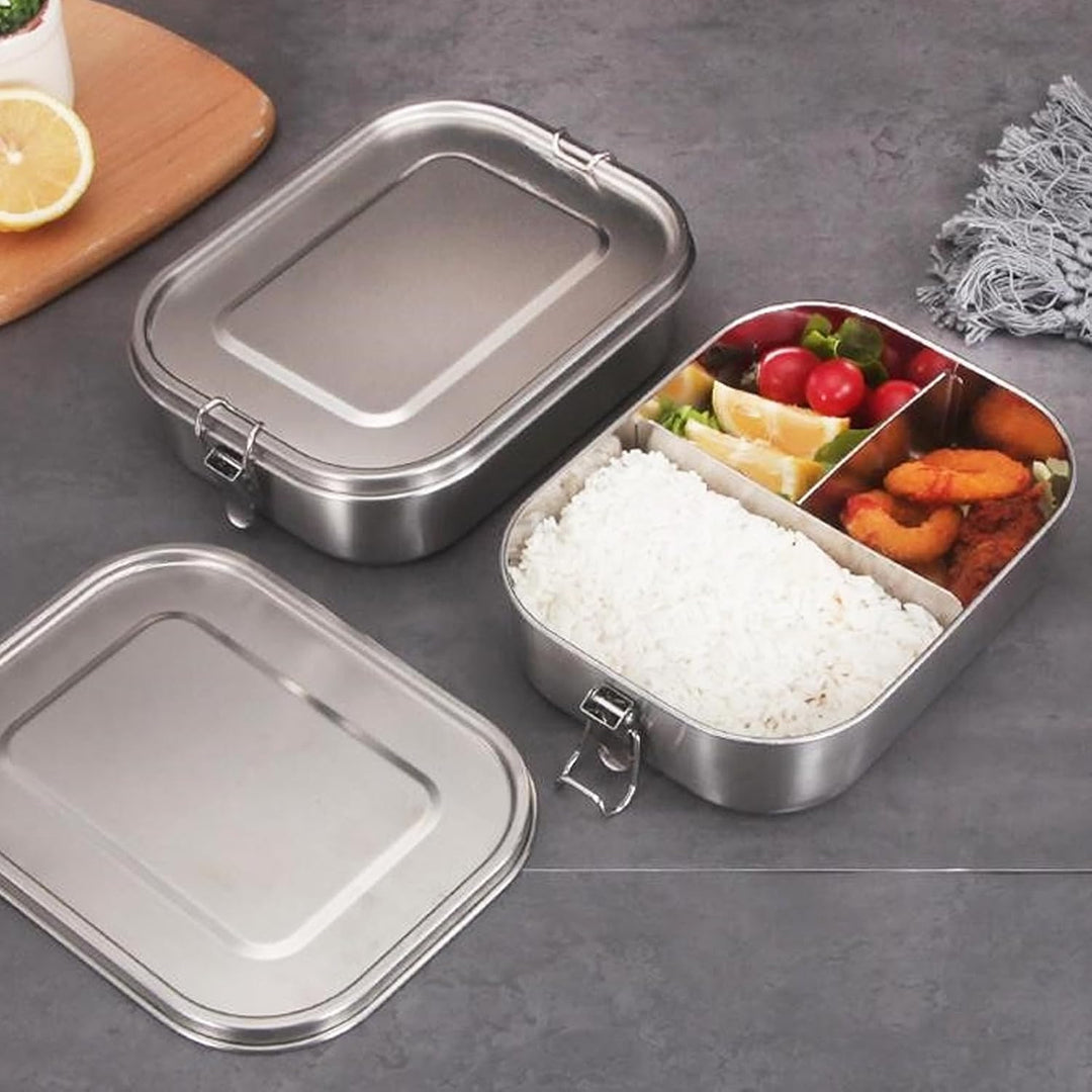 Nutabevr Premium Brotdose Edelstahl, 1400ml Lunchbox Auslaufsicher mit Abtrennung und Dichtring, nac