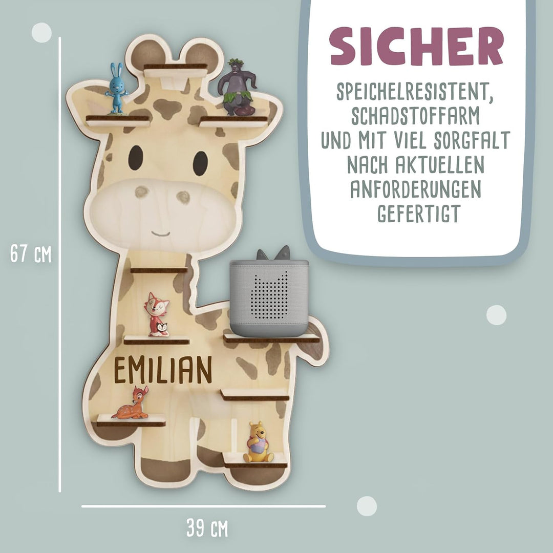 hellomini Tonie Regal Mädchen mit Wunschnamen - Personalisiertes Toniebox Regal fürs Kinderzimmer -