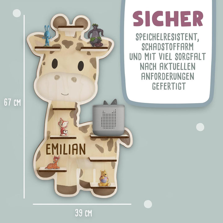 hellomini Tonie Regal Mädchen mit Wunschnamen - Personalisiertes Toniebox Regal fürs Kinderzimmer -