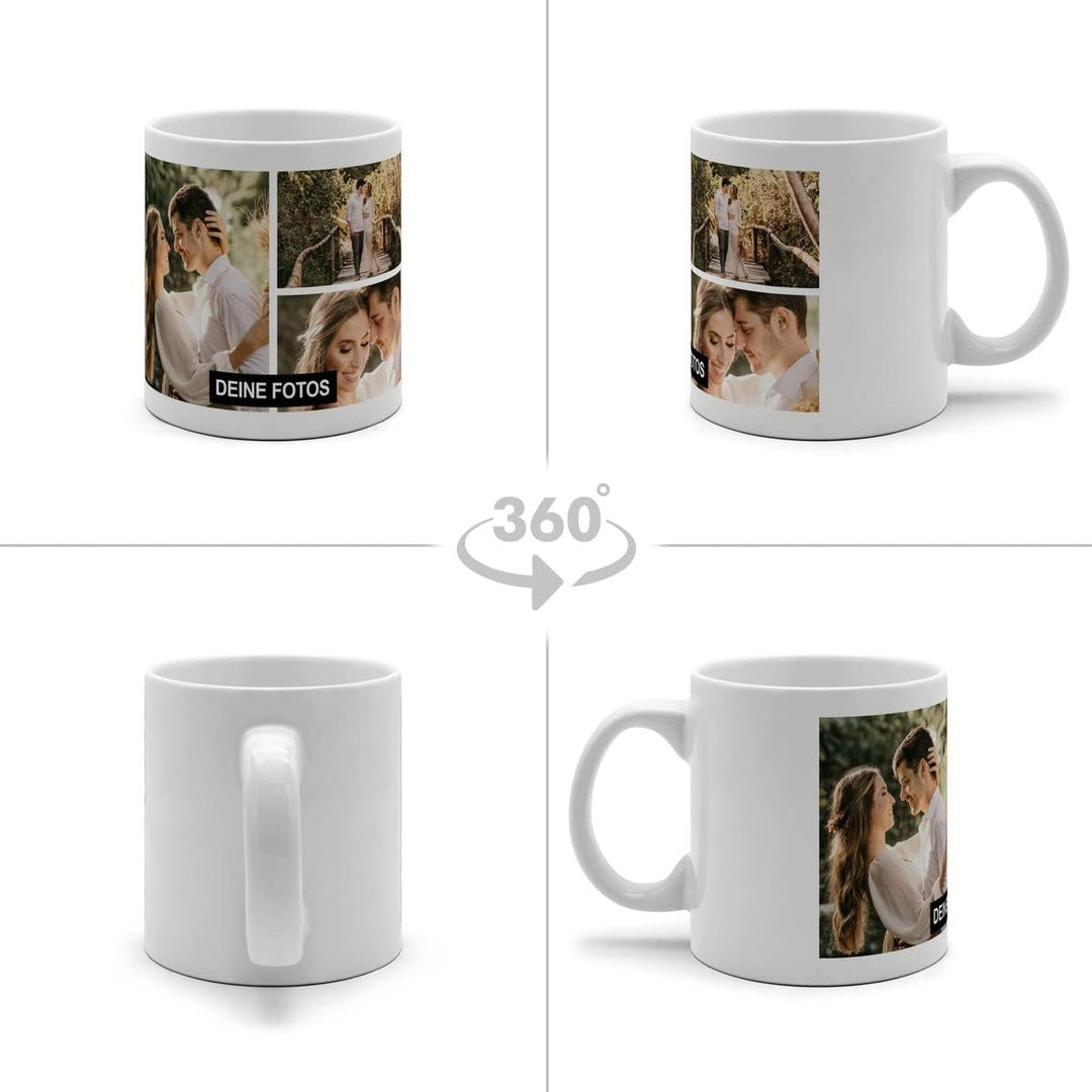 XL Tasse 'Collage' - Personalisierte Fototasse mit eigenem Foto und Text - Grosse Tasse selbst gesta