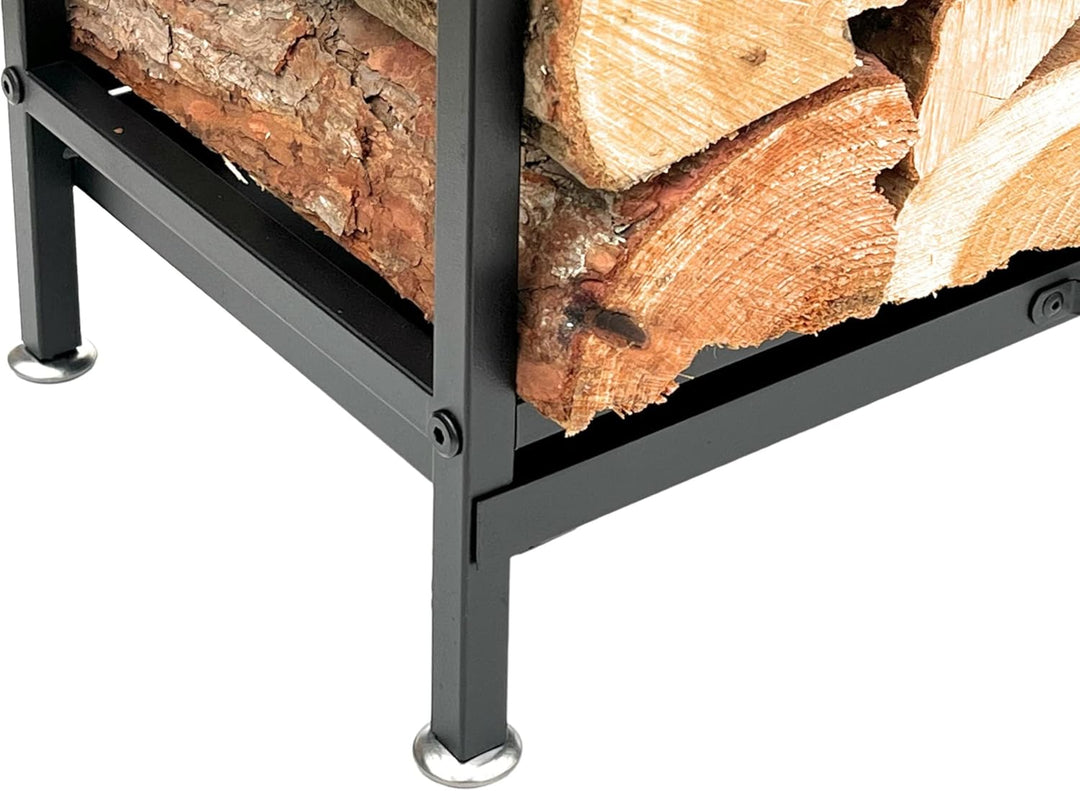 DanDiBo Kaminholzregal Innen Metall Schwarz Kaminholzständer 80 cm mit Schublade 96356 Holzkorb Kami