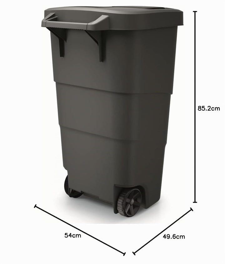 Prosperplast Wheeler 110L Müllbehälter mit Rädern und Deckel Mülltonne Müllgrossbehälter Grossmüllto