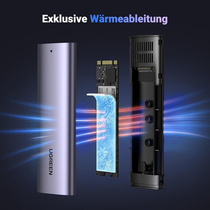 UGREEN M.2 Gehäuse NVMe USB 3.1 Gen2 10 Gbps NVMe SSD Gehäuse Adapter mit USB CC Kabel für M2 NVMe P
