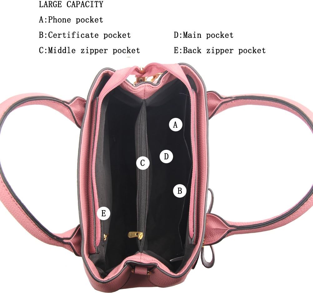 Handtaschen für Damen Mode Damen PU Leder Top Handle Satchel Umhängetaschen Hell-pink, Hell-pink