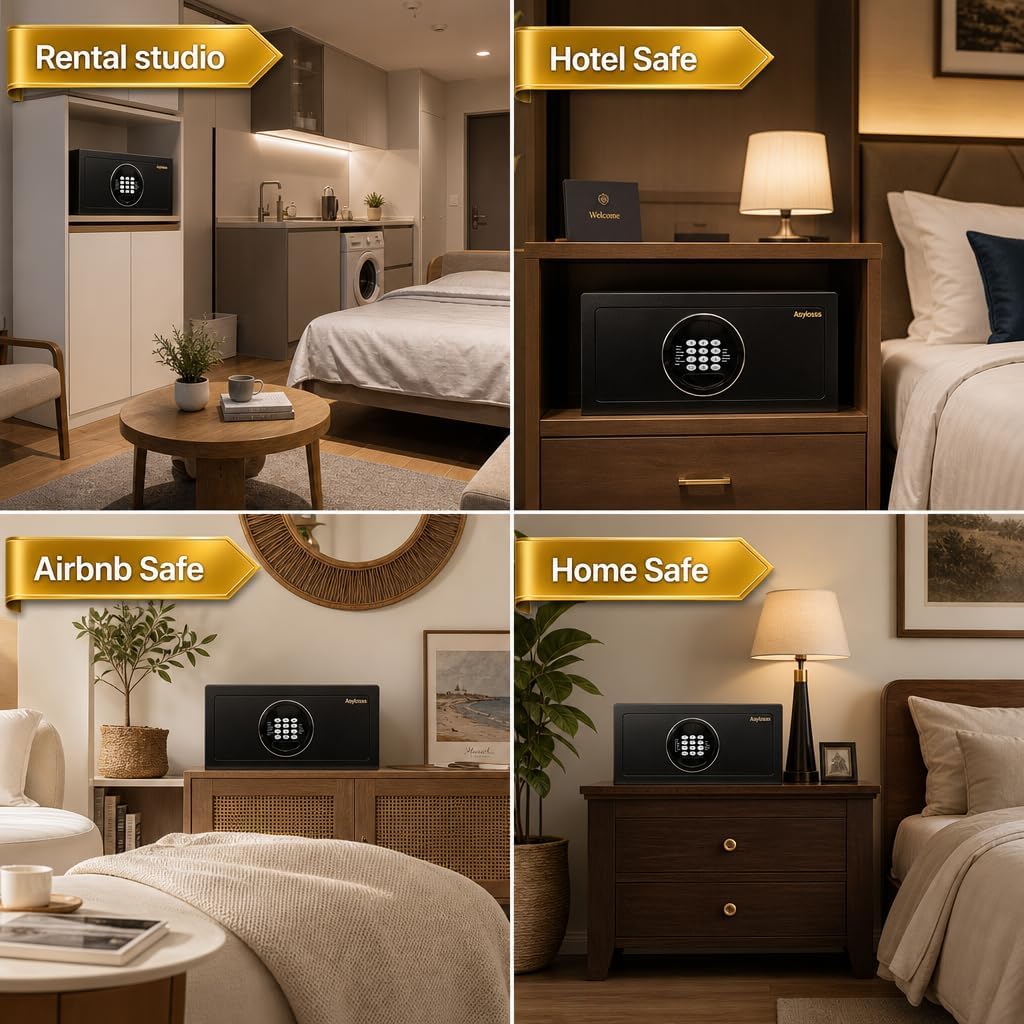 Hotelsafe 31L, LED-Pad, Admin-Code &amp; Notöffnung – für Laptop &amp; Schmuck | Vollstahl-Safe für Hotel &amp;