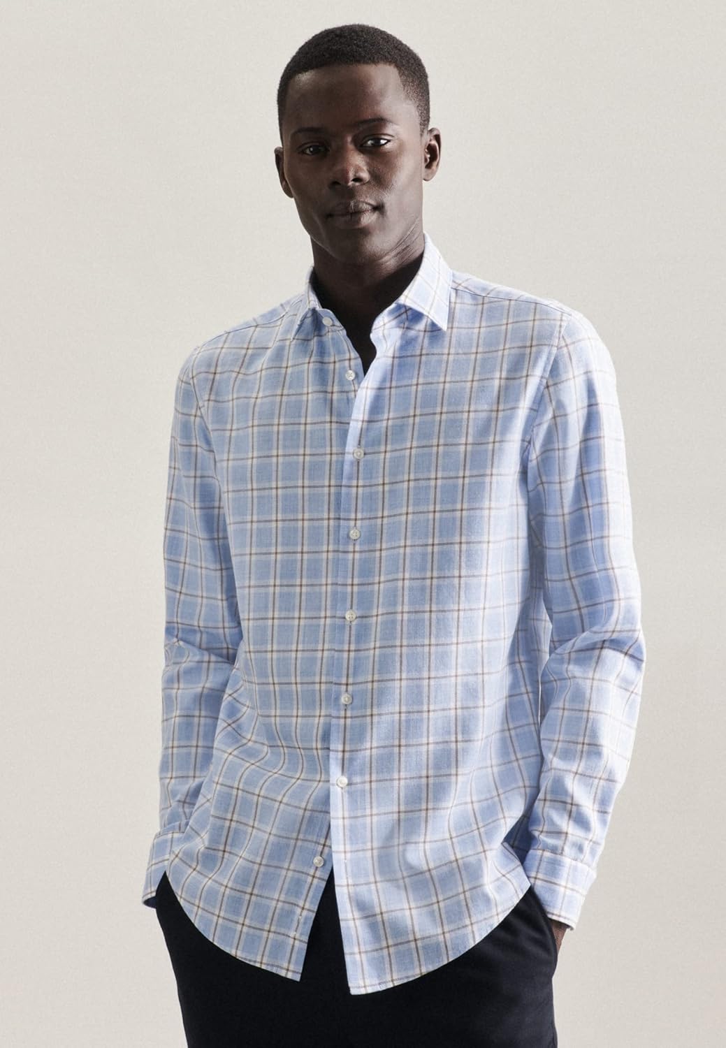 Seidensticker Herren Business Hemd - Bügelfreies, schmales Hemd - Slim Fit - Langarm - Kent-Kragen -