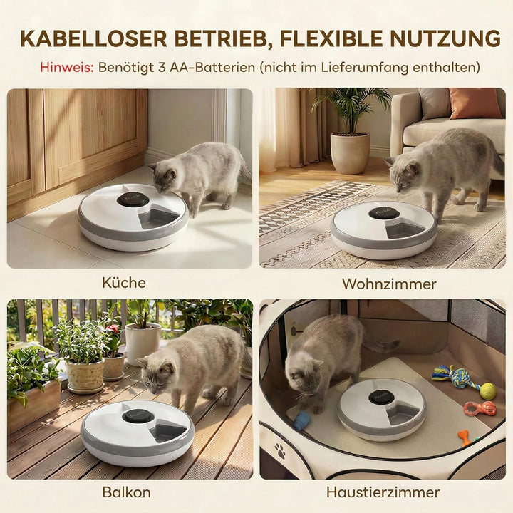 PawHut Futterautomat, automatischer kabelloser Futterspender mit programmierbarer Timer bis zu 6 Mah